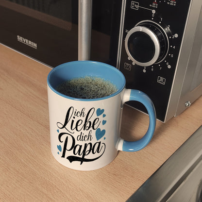 Ich Liebe Dich Papa Kaffeebecher in hellblau