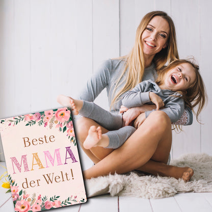 Beste MAMA der Welt Metallschild XL in 21x28 cm