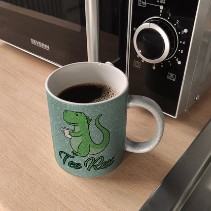 Tee Rex Glitzer-Kaffeebecher mit Dinosaurier mit Tasse Motiv