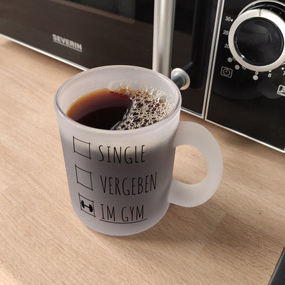 Single, vergeben oder im Gym Fitness Glas Tasse