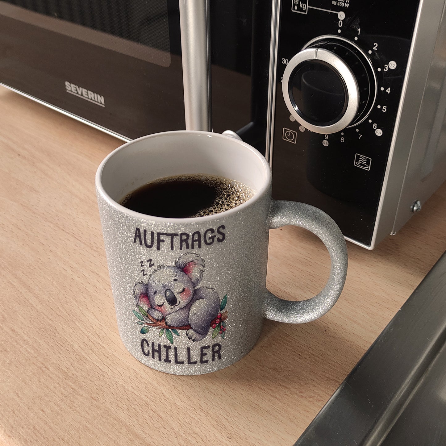 Koala Auftragschiller Glitzer-Kaffeebecher