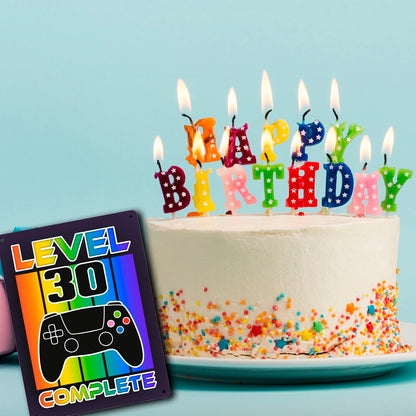 30. Geburtstag Gamer Metallschild XL in 21x28 cm mit Spruch Level 30 complete