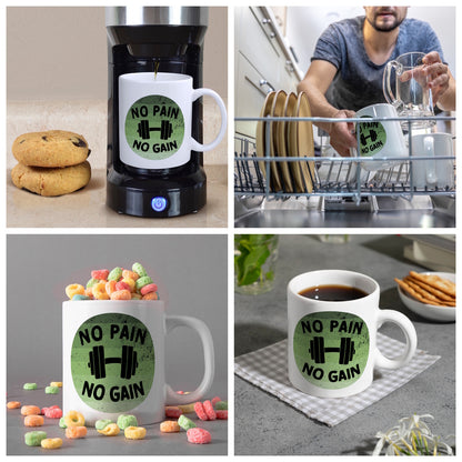 No pain no gain Fitness Kaffeebecher mit Hantel