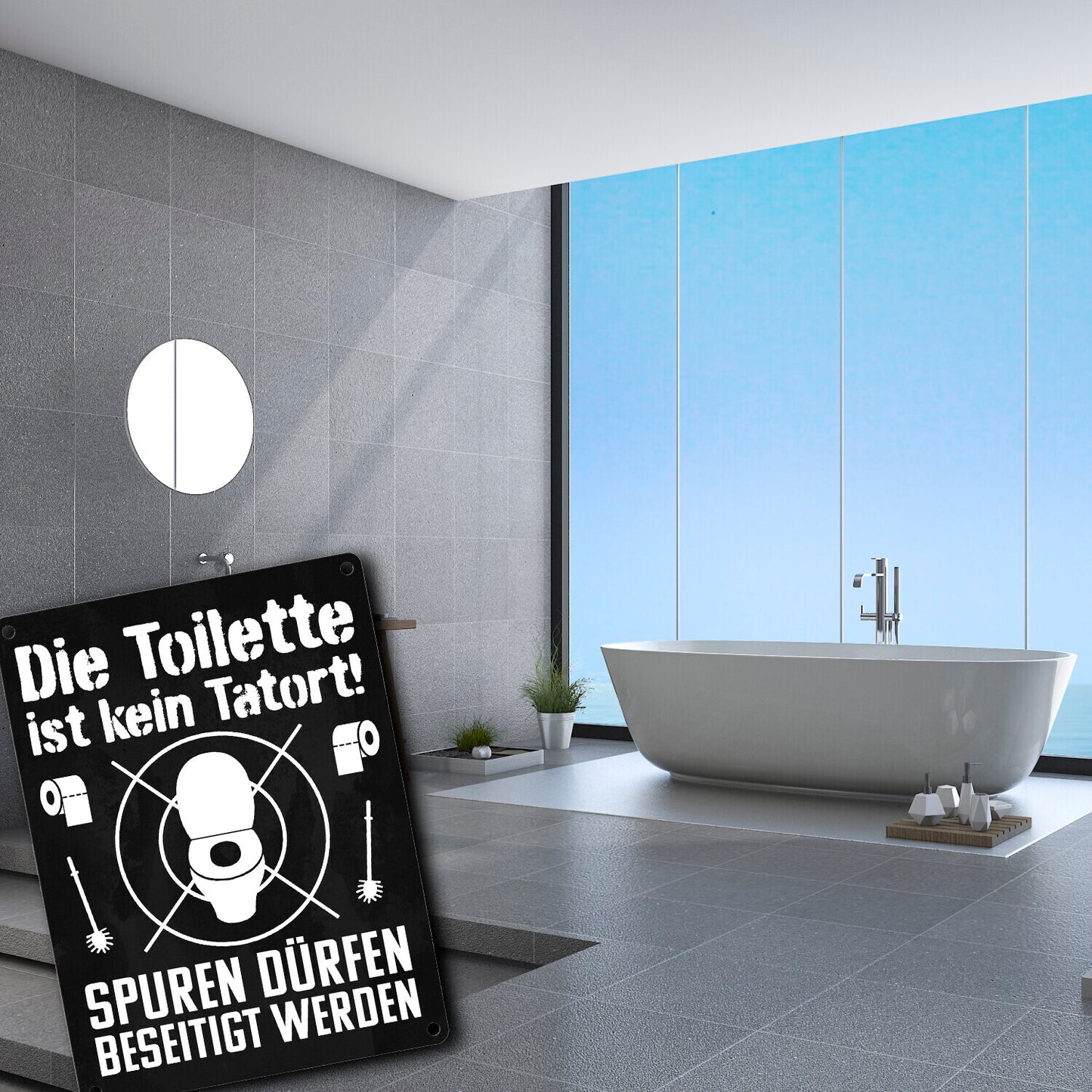 Die Toilette ist kein Tatort Spuren dürfen beseitigt werden Metallschild in 15x20 cm