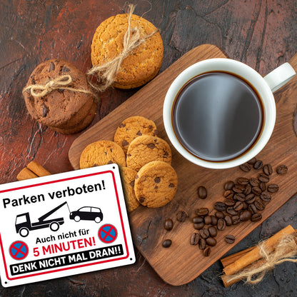 Parken verboten Metallschild XL in 21x28 cm mit lustigem Spruch