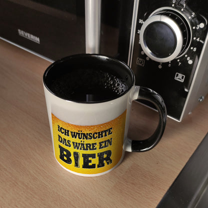 Ich wünschte das wäre ein Bier Kaffeebecher Schwarz mit Biermotiv