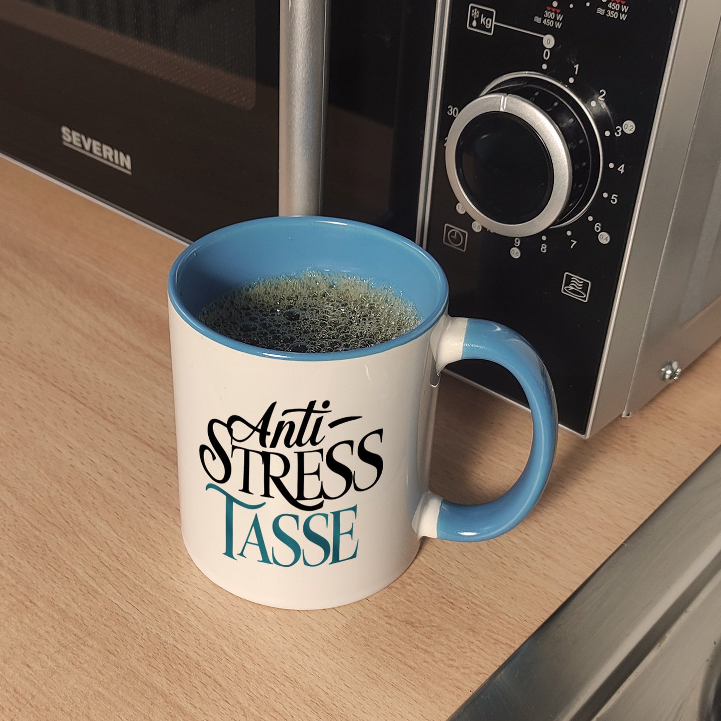 Anti-Stress Tasse Kaffeebecher in hellblau für Ruhe