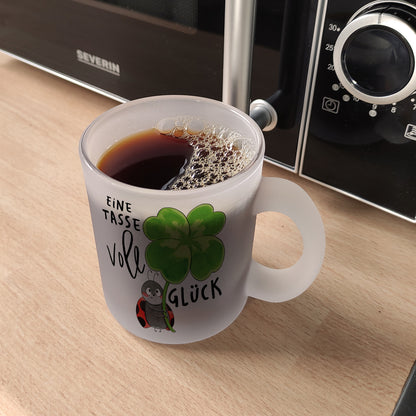 Marienkäfer Glas Tasse mit Spruch Eine Tasse voll Glück