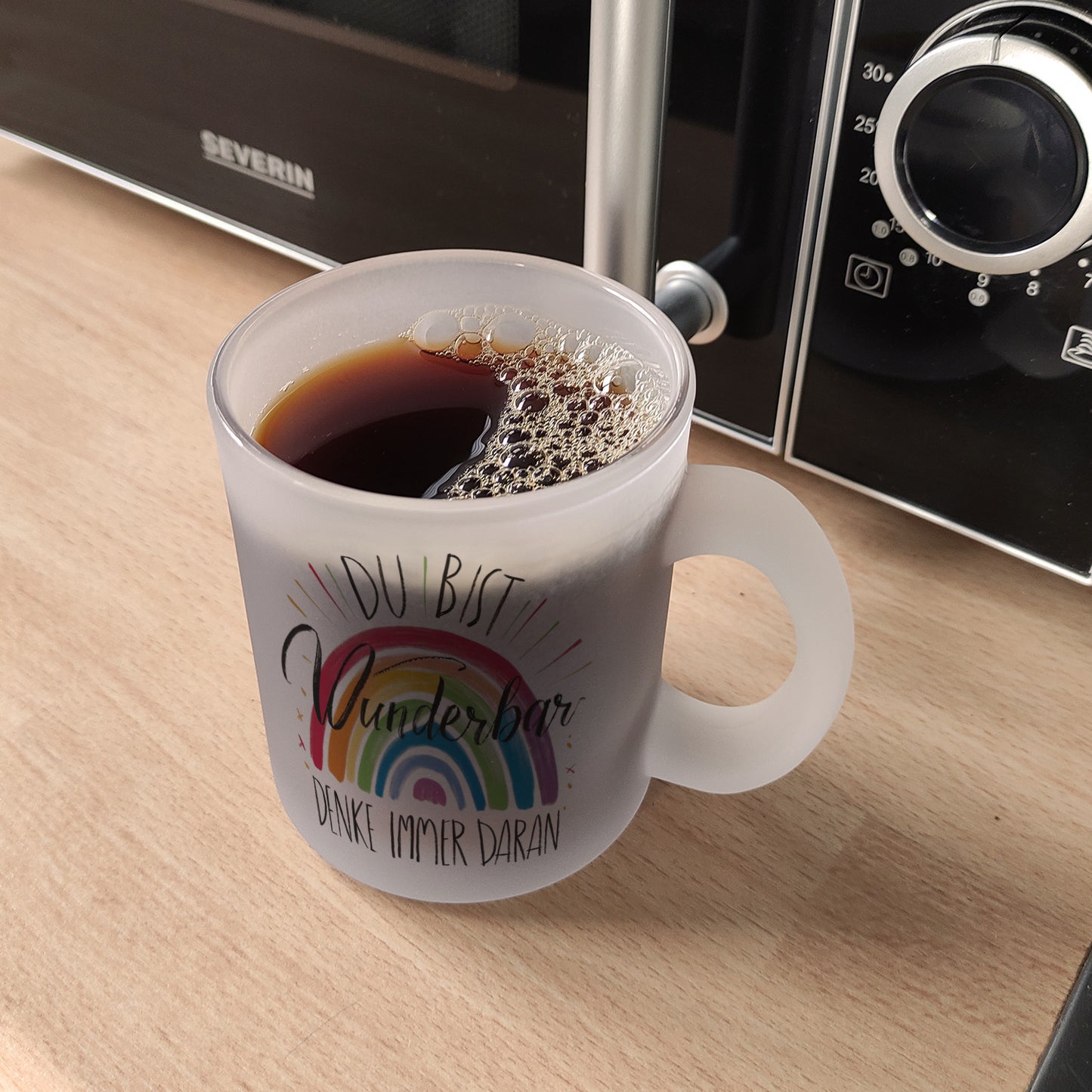 Regenbogen Glas Tasse - Du bist wunderbar