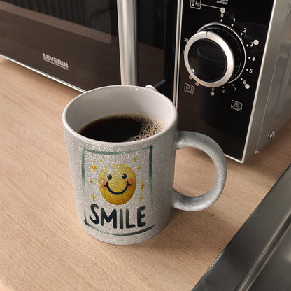 Smile Emoticon Glitzer-Kaffeebecher