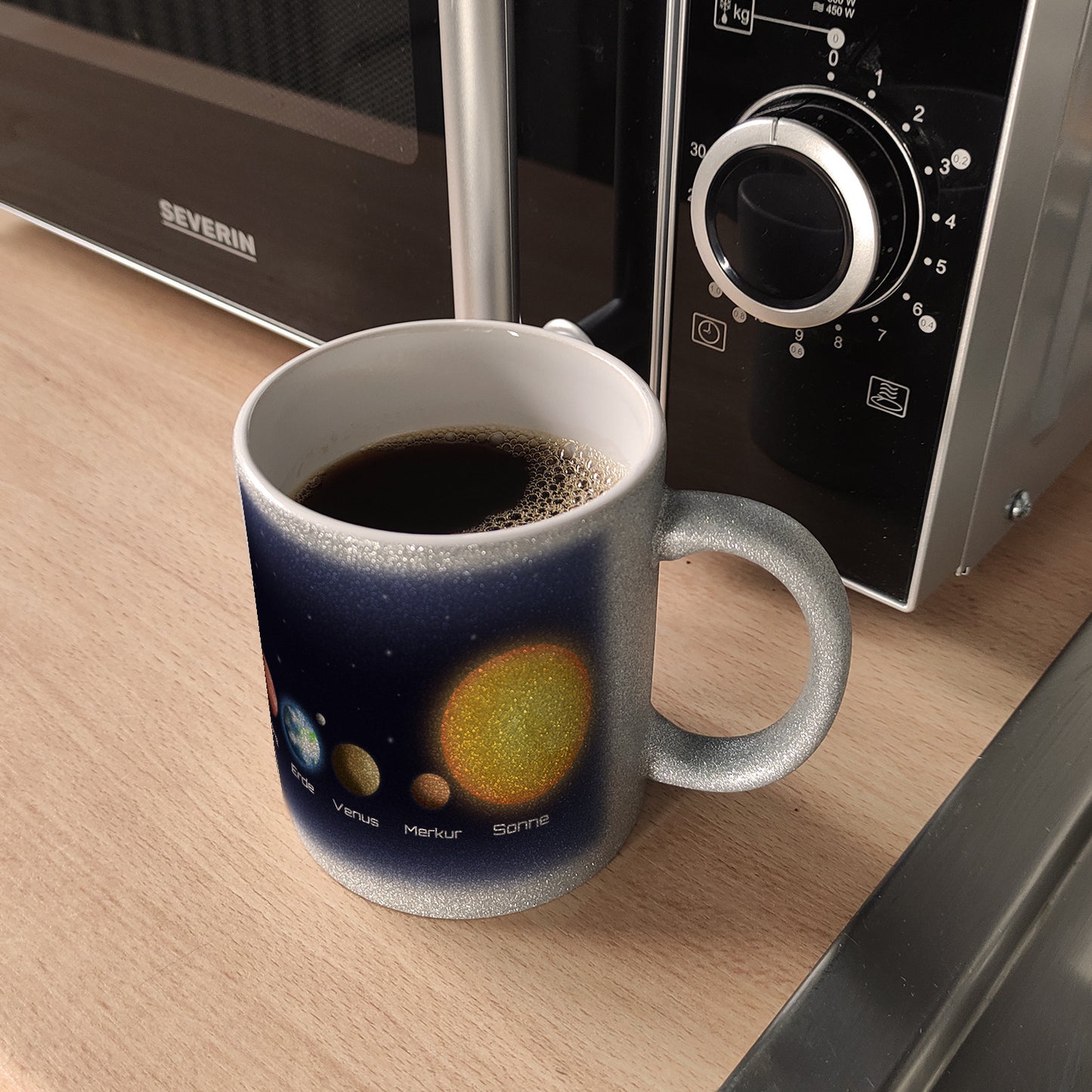 Planeten des Sonnensystems Glitzer-Kaffeebecher