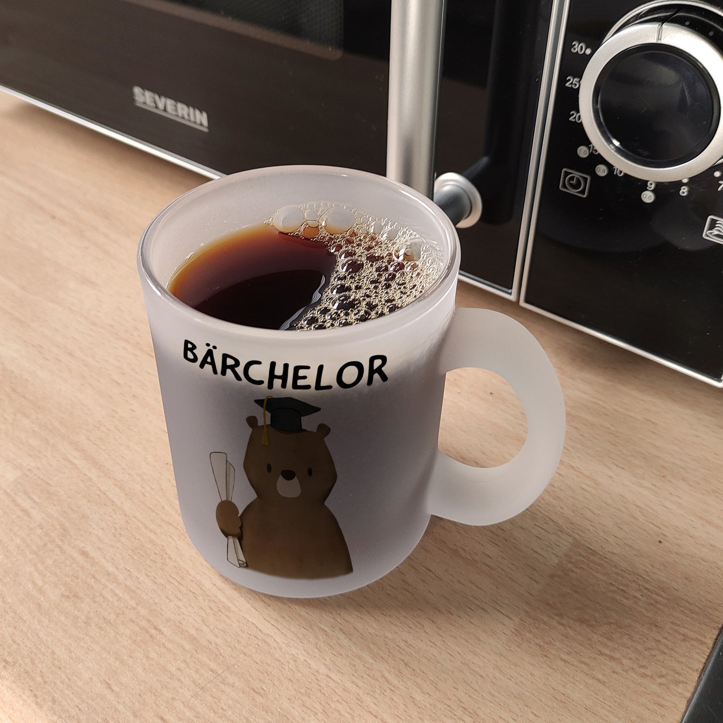 Bär mit Doktorhut Glas Tasse mit Spruch Bärchelor