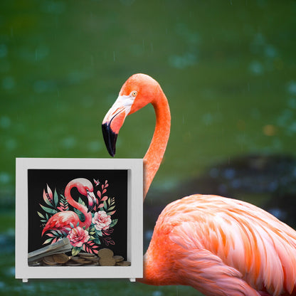 Rosa Flamingo Rahmen Spardose aus Holz