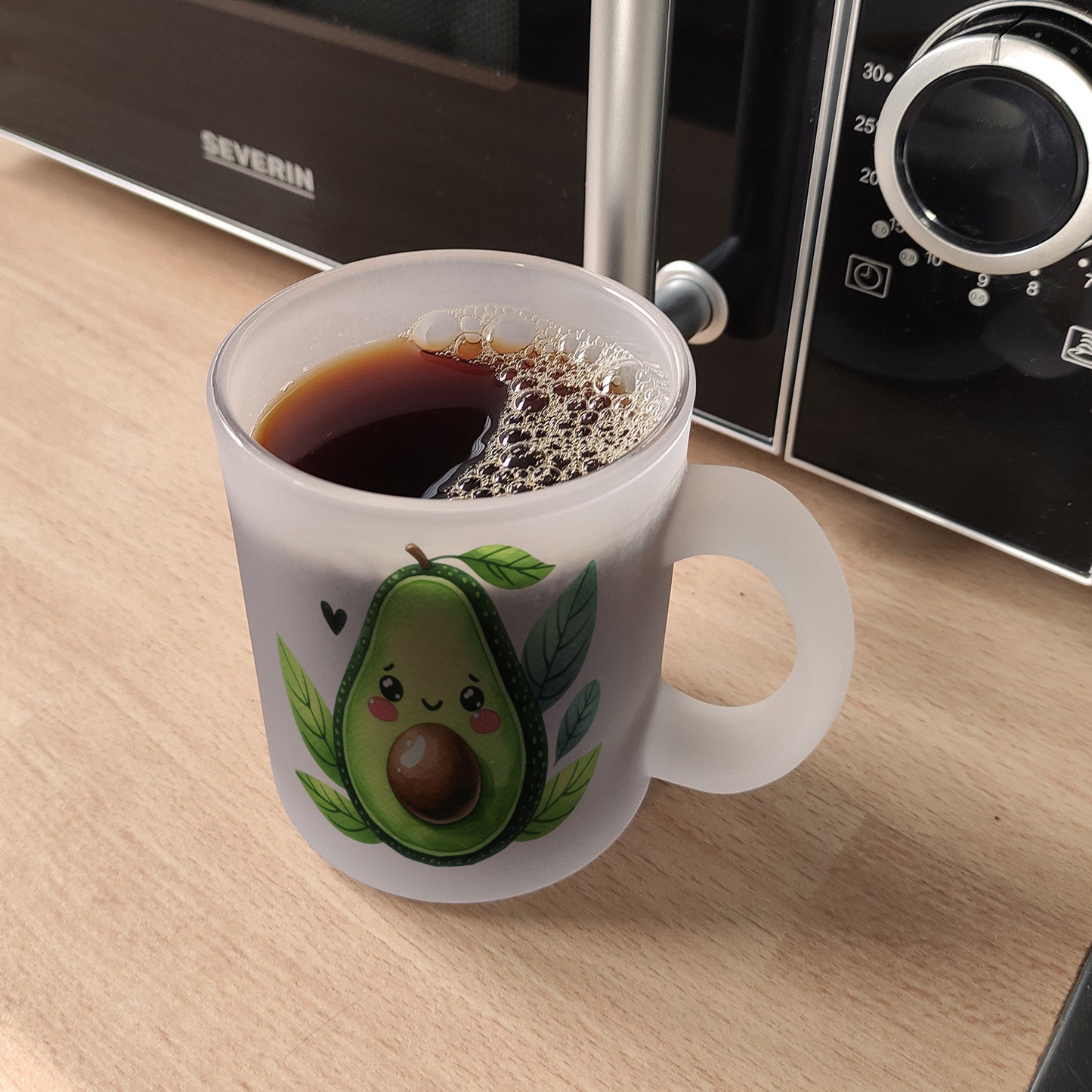 Lächelnde Avocado Glas Tasse