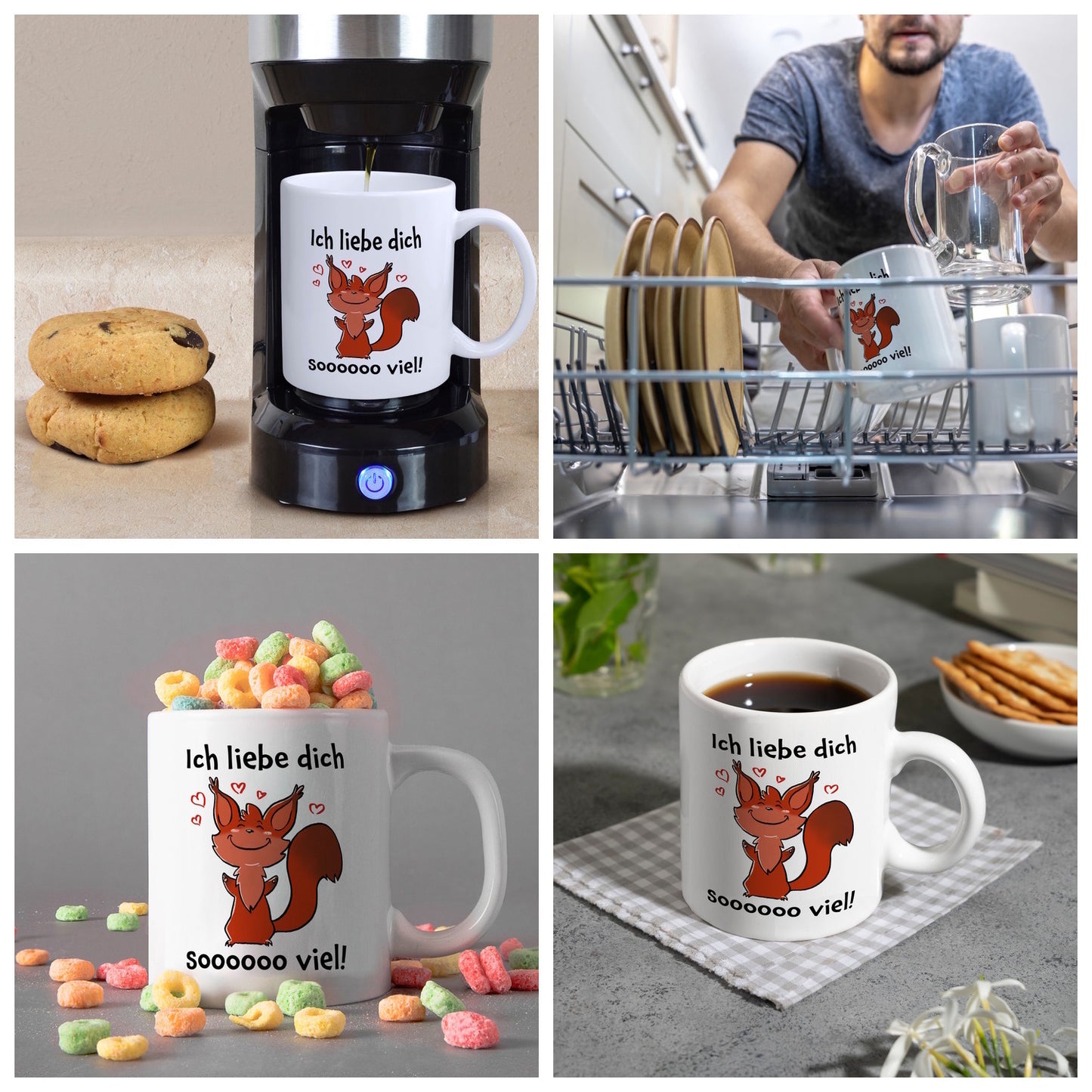 Ich liebe dich soooooo viel Kaffeebecher mit niedlichem Eichhörnchen