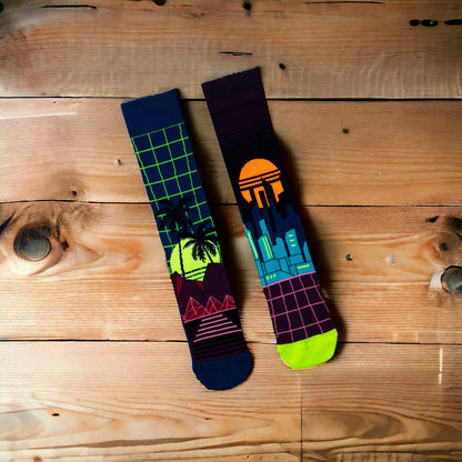 Retro Wave Oddsocks Socken Miami 80er Strumpf in 39-46 im 6er Set