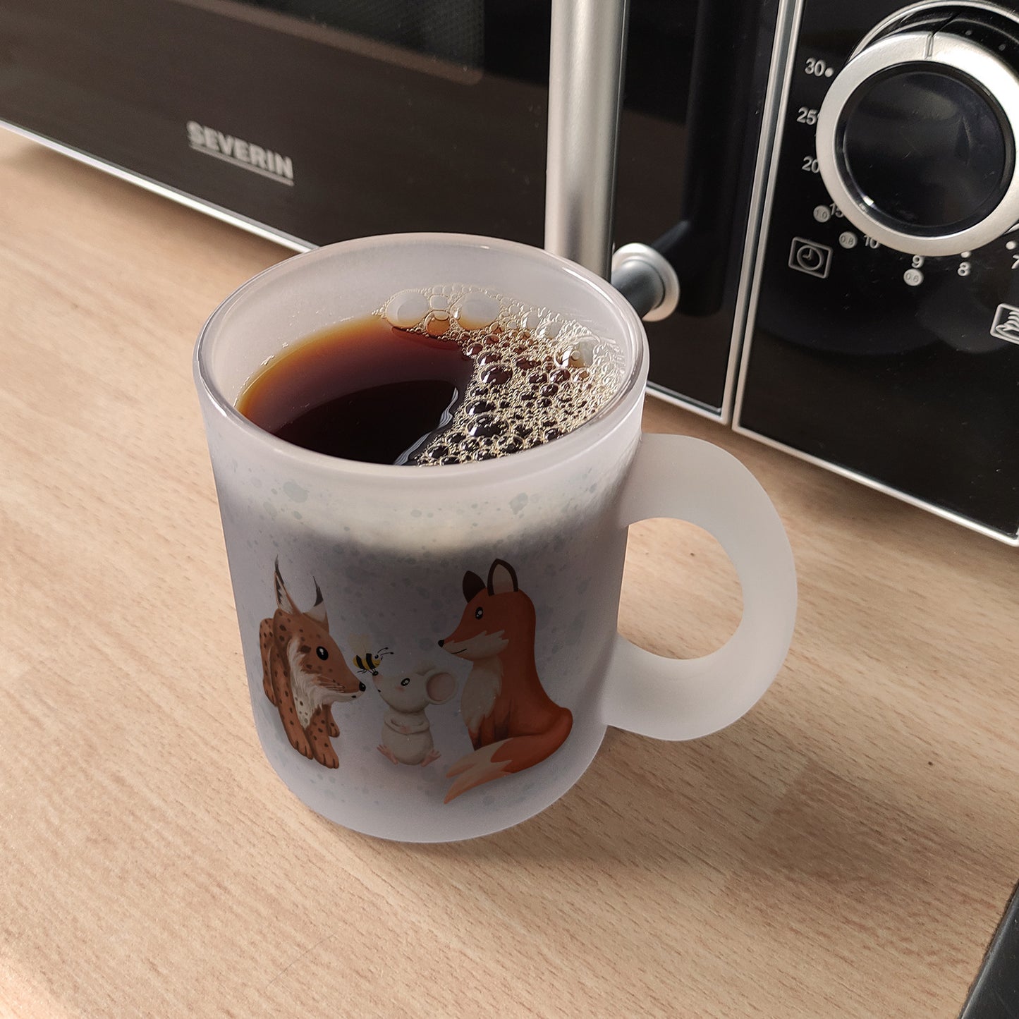 Schlauer Fuchs Glas Tasse zur Einschulung mit Tiermotiv und Spruch