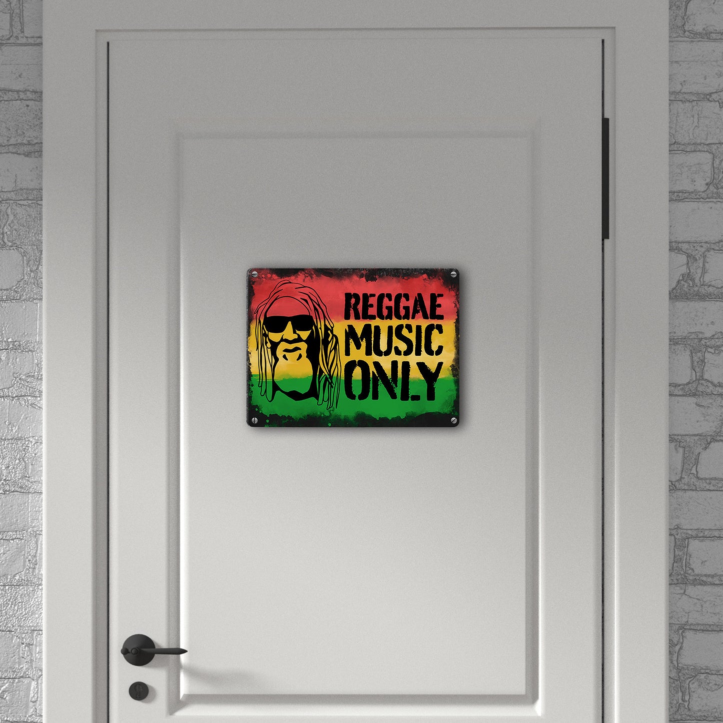 Reggae Music Only Metallschild in 15x20 cm mit Rastafarigesicht