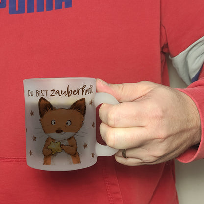 Fuchs Glas Tasse mit Spruch Du bist zauberhaft