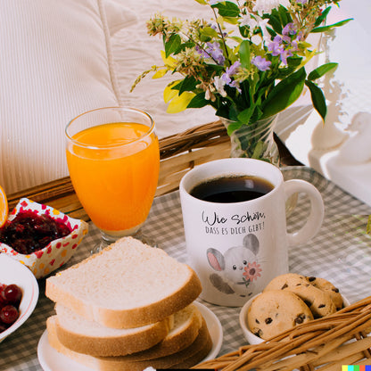 Chinchilla Kaffeebecher mit Spruch Wie schön dass es dich gibt