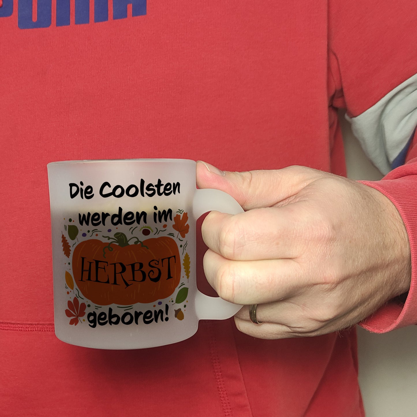 Die Coolsten werden im Herbst geboren Glas Tasse mit Kürbis Motiv