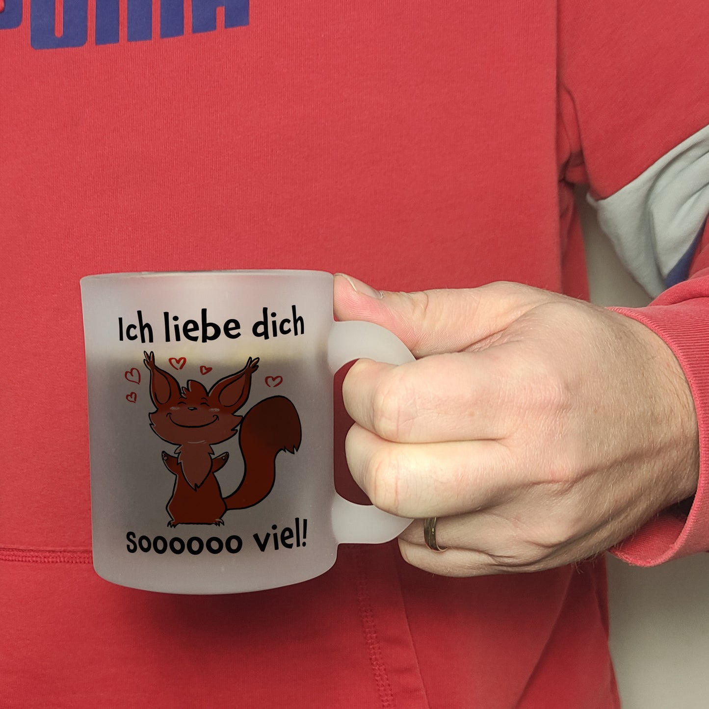 Ich liebe dich soooooo viel Glas Tasse mit niedlichem Eichhörnchen