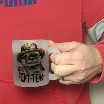 Otter mit Sonnenbrille und Strohhut Glas Tasse mit Spruch Hot Hotter Otter