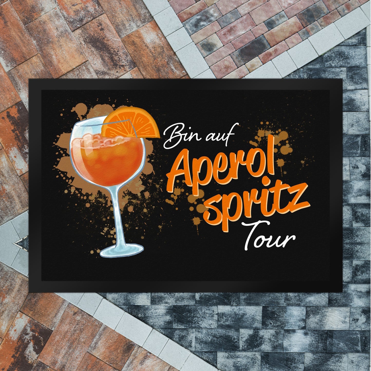 Cocktail Fußmatte XL in 40x60 cm mit Spruch Bin auf Aperol Spritz Tour