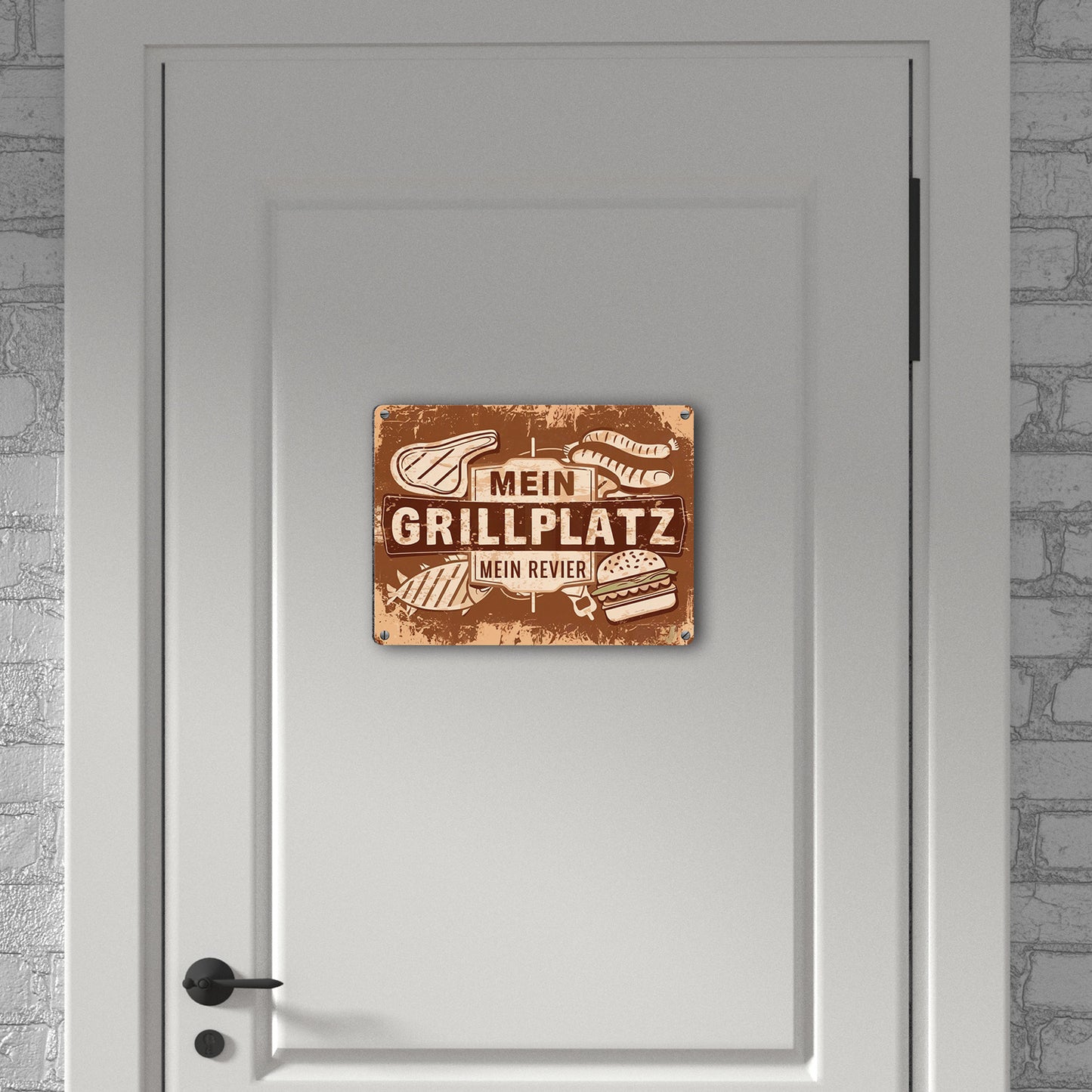 Grillplatz Vintage Metallschild in 15x20 cm - Mein Revier