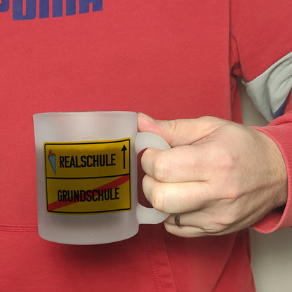 Realschule Ortsschild Glas Tasse zur Einschulung