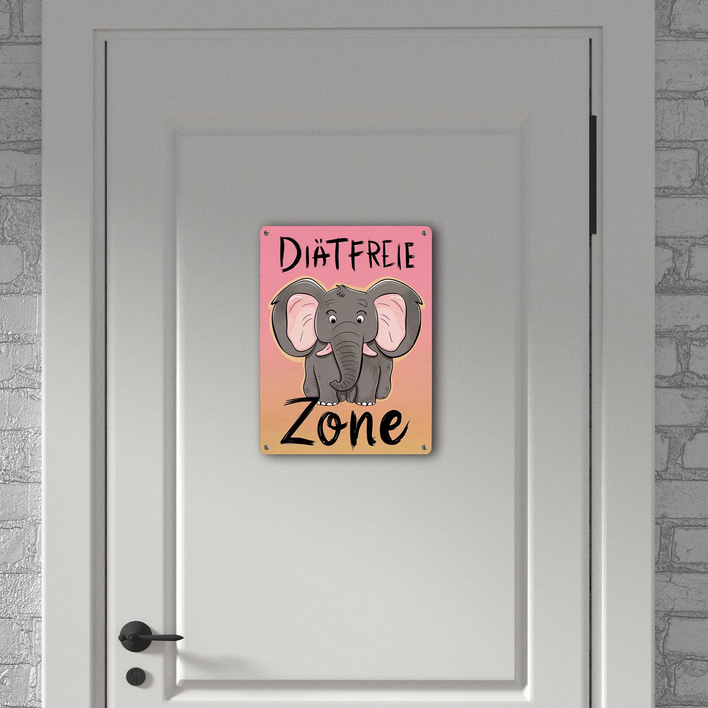 Grauer Elefant - Diätfreie Zone - Metallschild XL in 21x28 cm