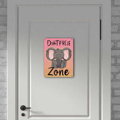 Grauer Elefant - Diätfreie Zone - Metallschild XL in 21x28 cm