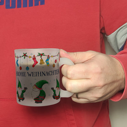 Frohe Weihnachten Glas Tasse mit Wichtel Motiv