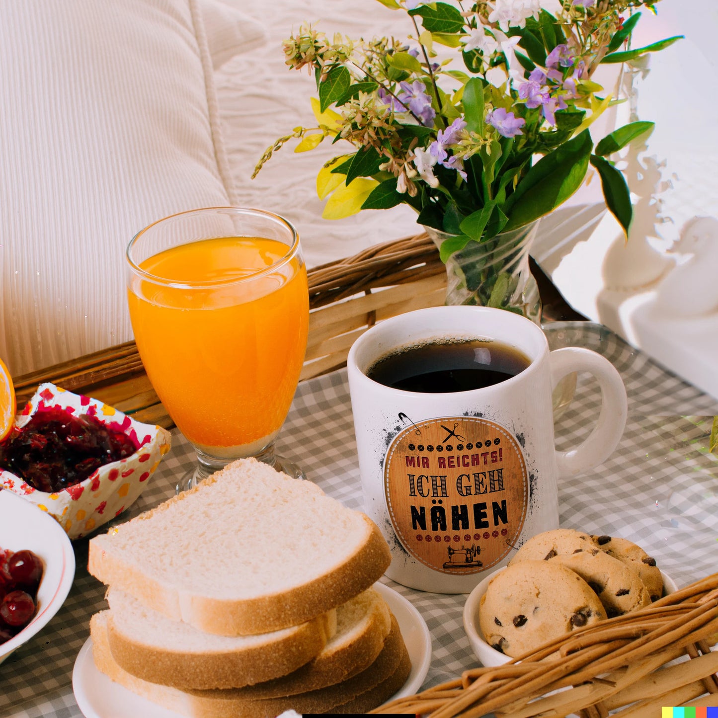 Kaffeebecher mit Spruch: Mir reicht's! Ich geh nähen