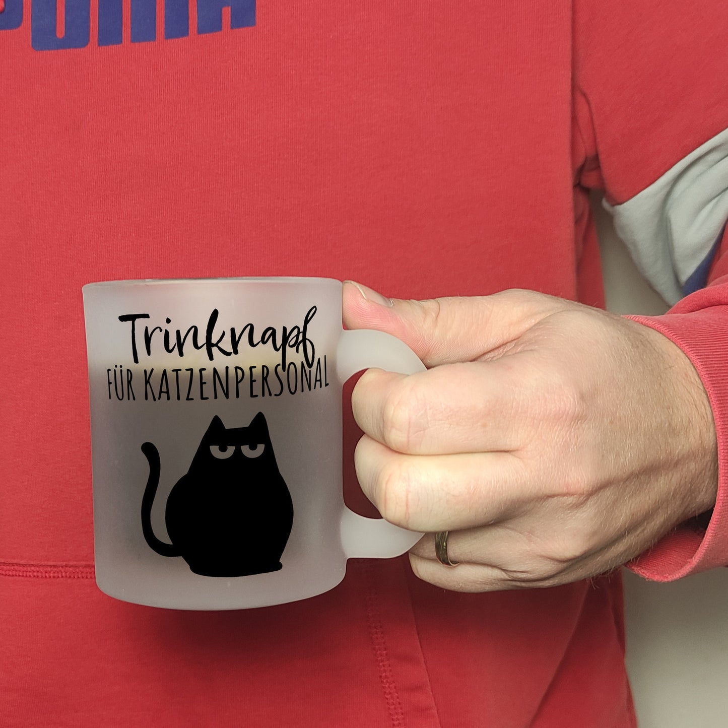 Katze Glas Tasse mit Spruch Trinknapf für Katzenbesitzer