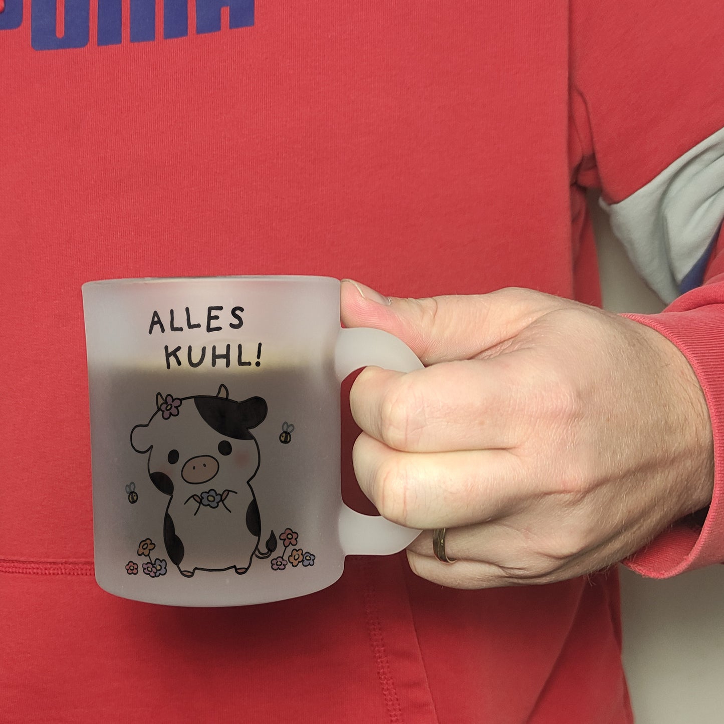 Kuh Glas Tasse mit Spruch Alles Kuhl