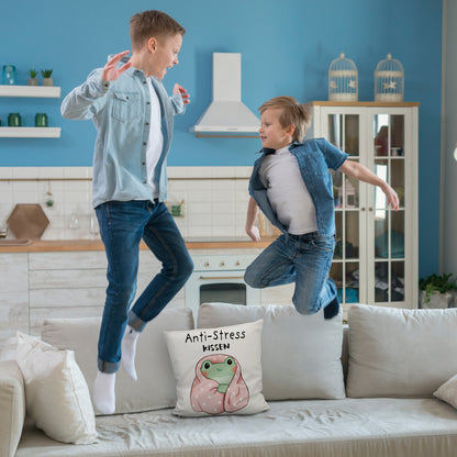 Frosch in rosa Decke Kuschelkissen mit Spruch Anti-Stress Kuschelkissen