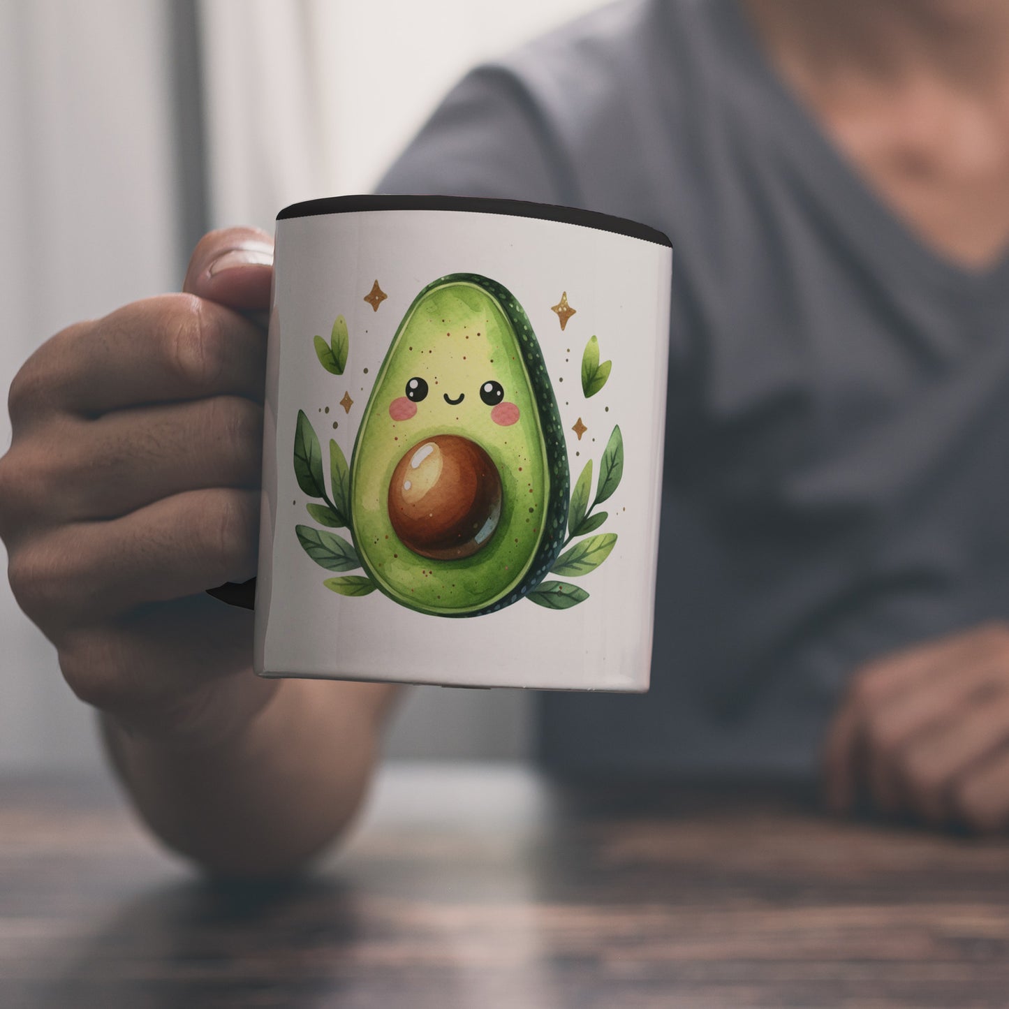 Avocado Kaffeebecher in schwarz