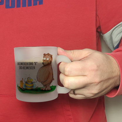 Bauchmuskeln ohne B Glas Tasse mit Biene und Bär Motiv