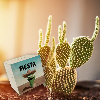 Fiesta - Kaktus mit Sombrero Spardose aus Holz