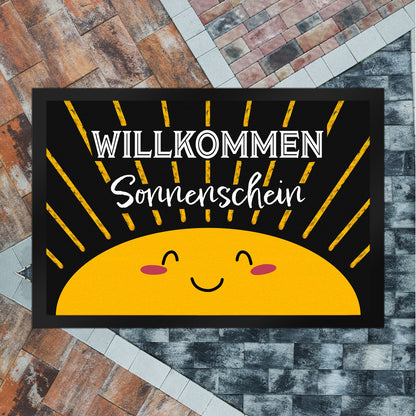 Willkommen Sonnenschein Fußmatte XL in 40x60 cm in schwarz