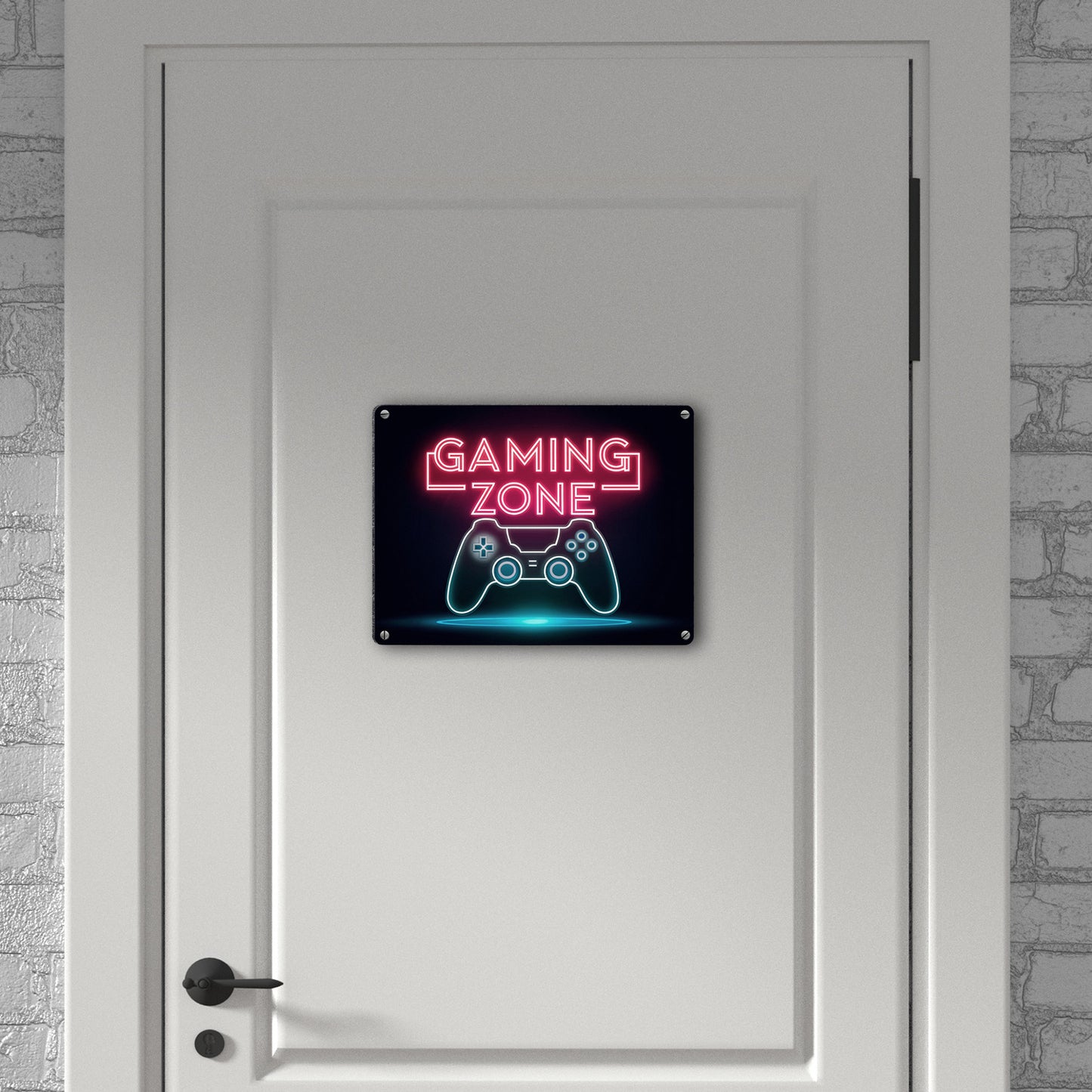 Gaming Zone Controller Fußmatte in Metallschild in 15x20 cm