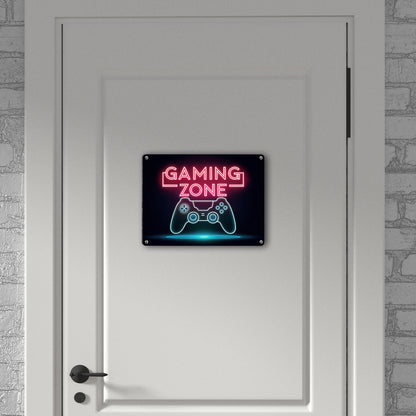 Gaming Zone Controller Fußmatte in Metallschild in 15x20 cm