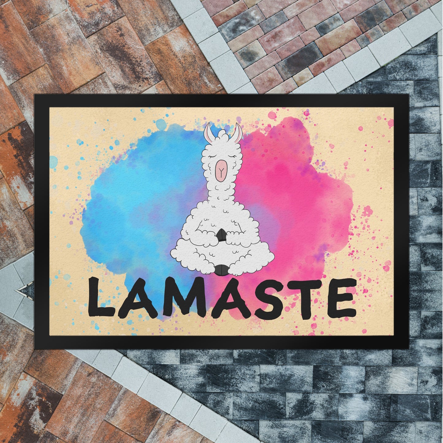 Lamaste Fußmatte XL in 40x60 cm mit Lama in Meditation