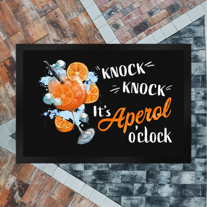 Cocktail Fußmatte XL in 40x60 cm mit Spruch Knock knock It's Aperol o'clock