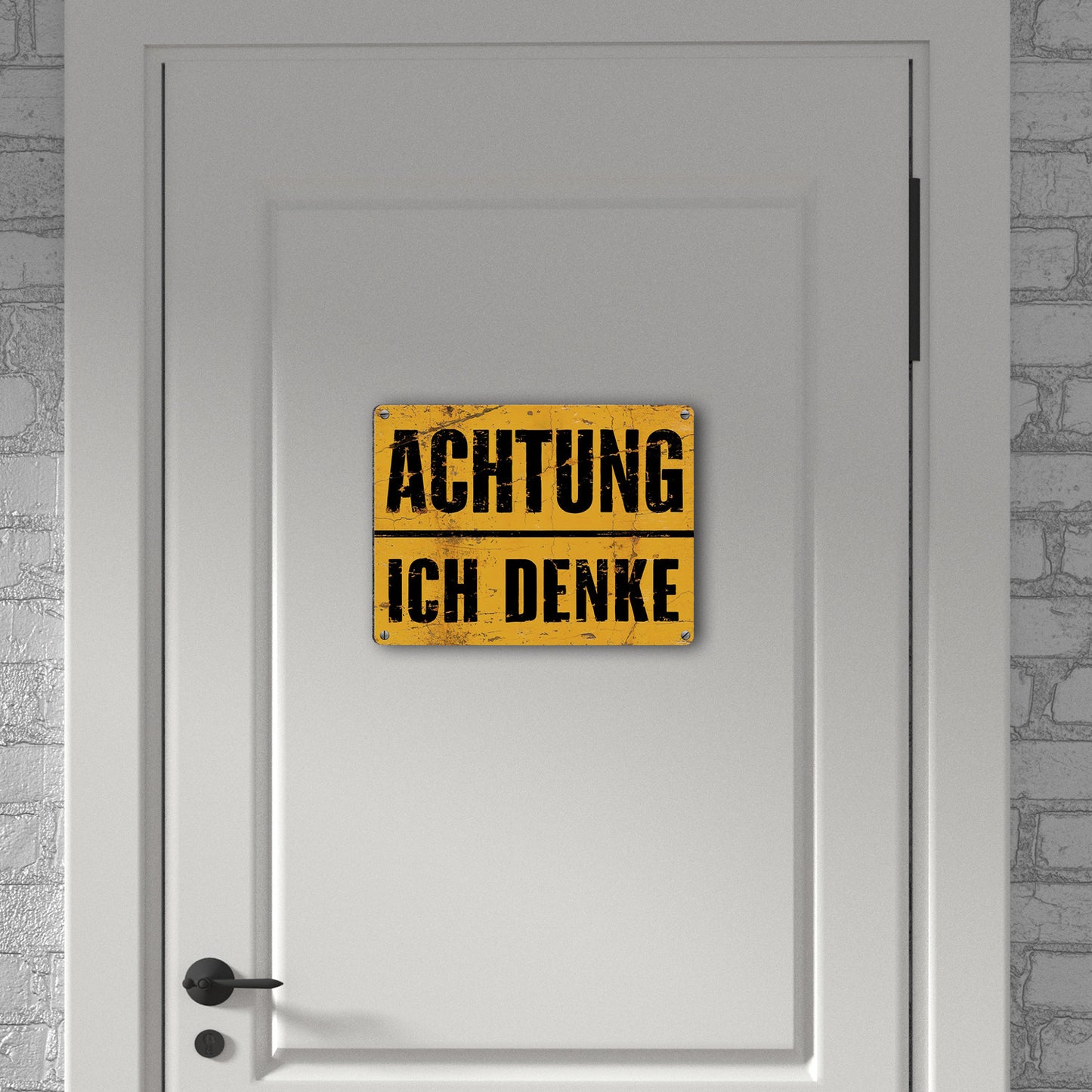 Achtung ich denke - Altes Holzdesign Metallschild in 15x20 cm