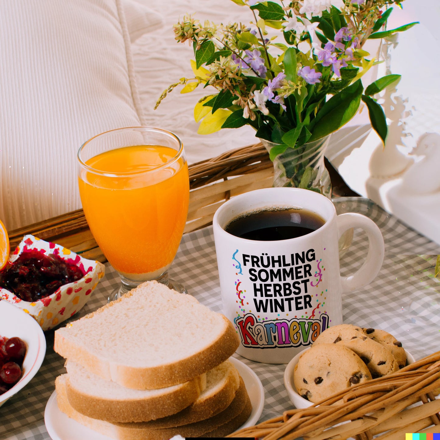 Kölner Karneval Kaffeebecher mit Konfetti und Luftschlangen