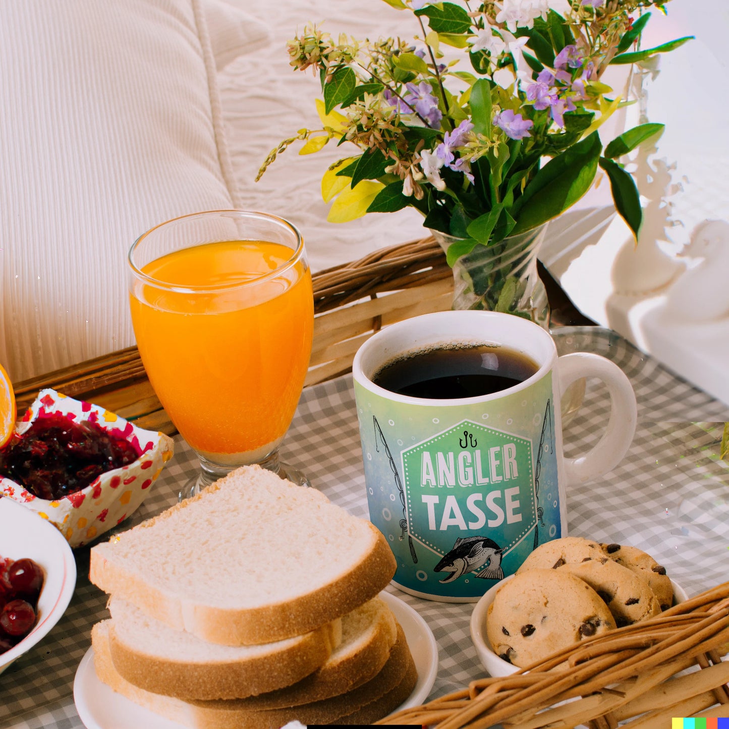 Angler Tasse Kaffeebecher mit Fisch und Angel Motiv