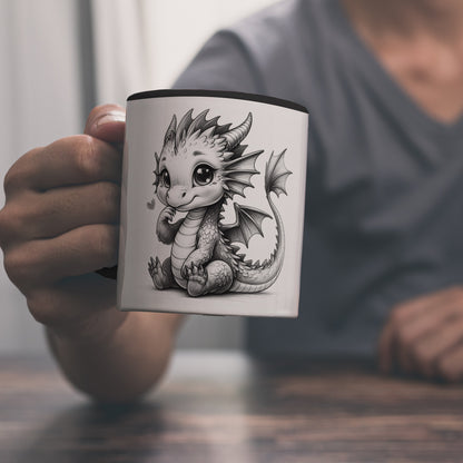 Niedlicher Drache Kaffeebecher in schwarz