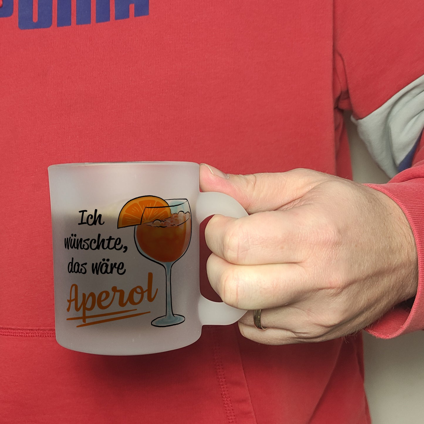 Cocktail Glas Tasse mit Spruch Ich wünschte das wäre Aperol